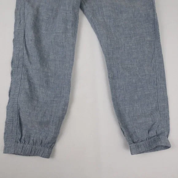 Athleta Blue Linen Blend Drawstring Zip Pocket Jogger Pants Women Size 10‎ - Picture 4 of 12